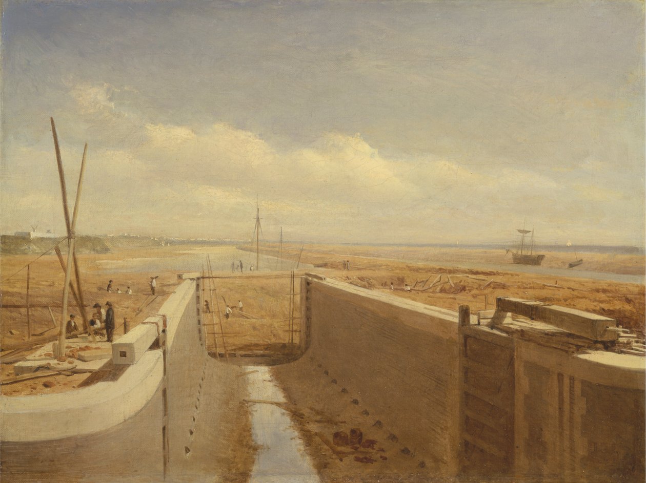 Canal en construction, possiblement le canal de Bude - Unknown artist