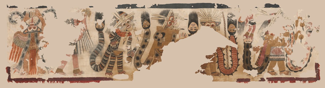 Tissu avec procession de figures - Unknown artist
