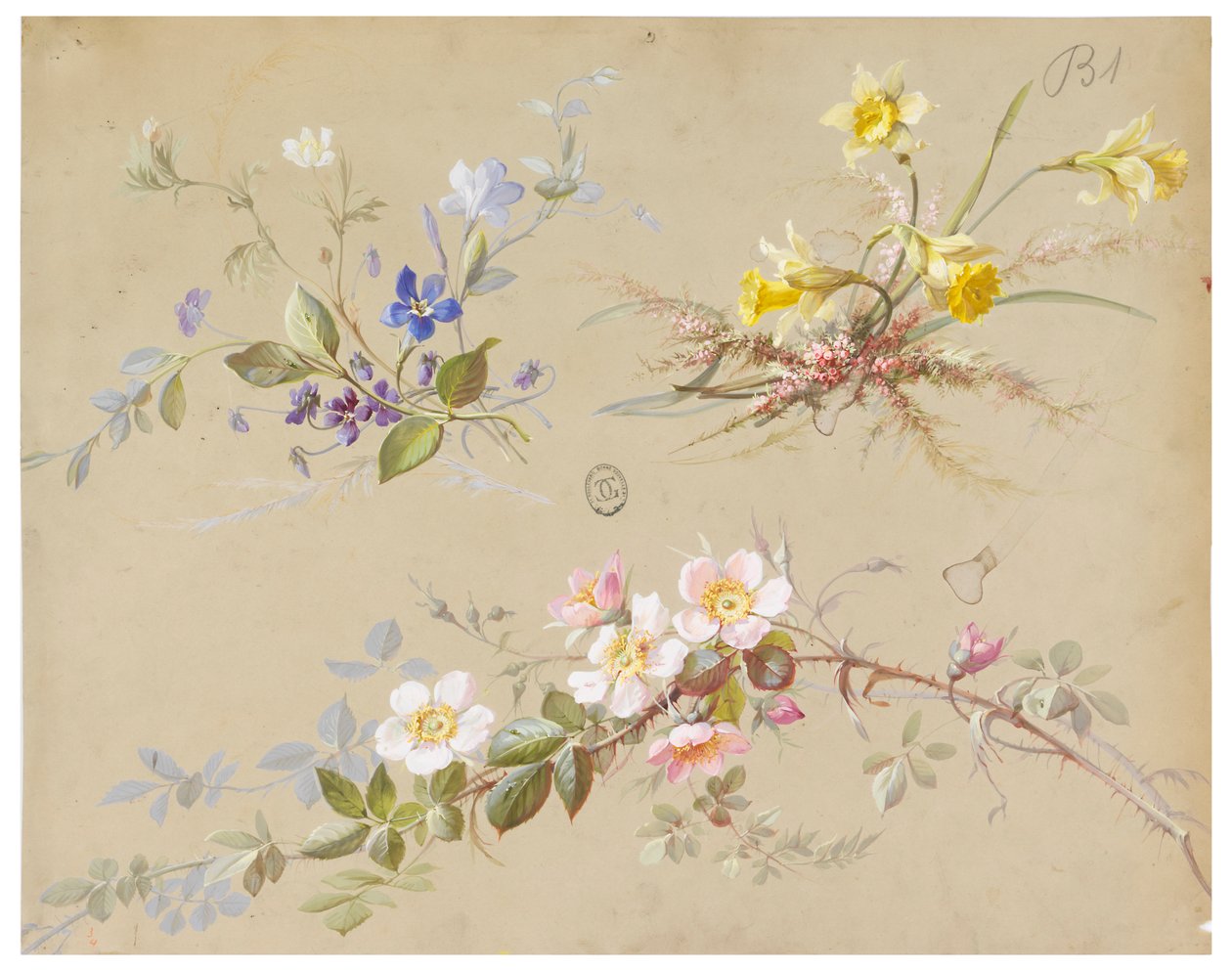 Design pour Papier Peint et Textile : Fleurs - Unknown artist