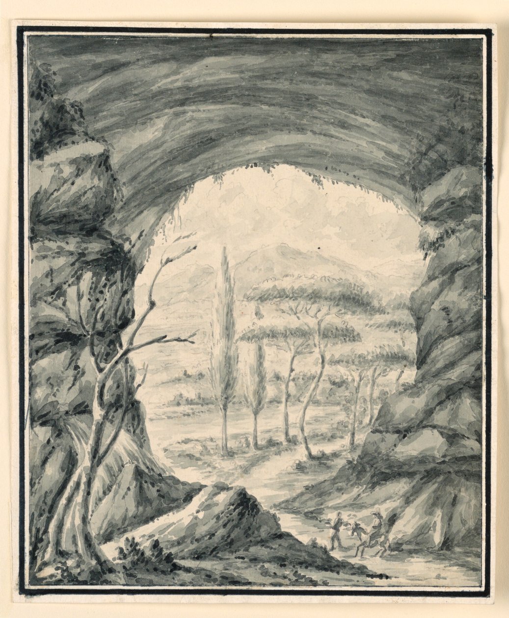 Figures sur un passage rocheux - Unknown artist