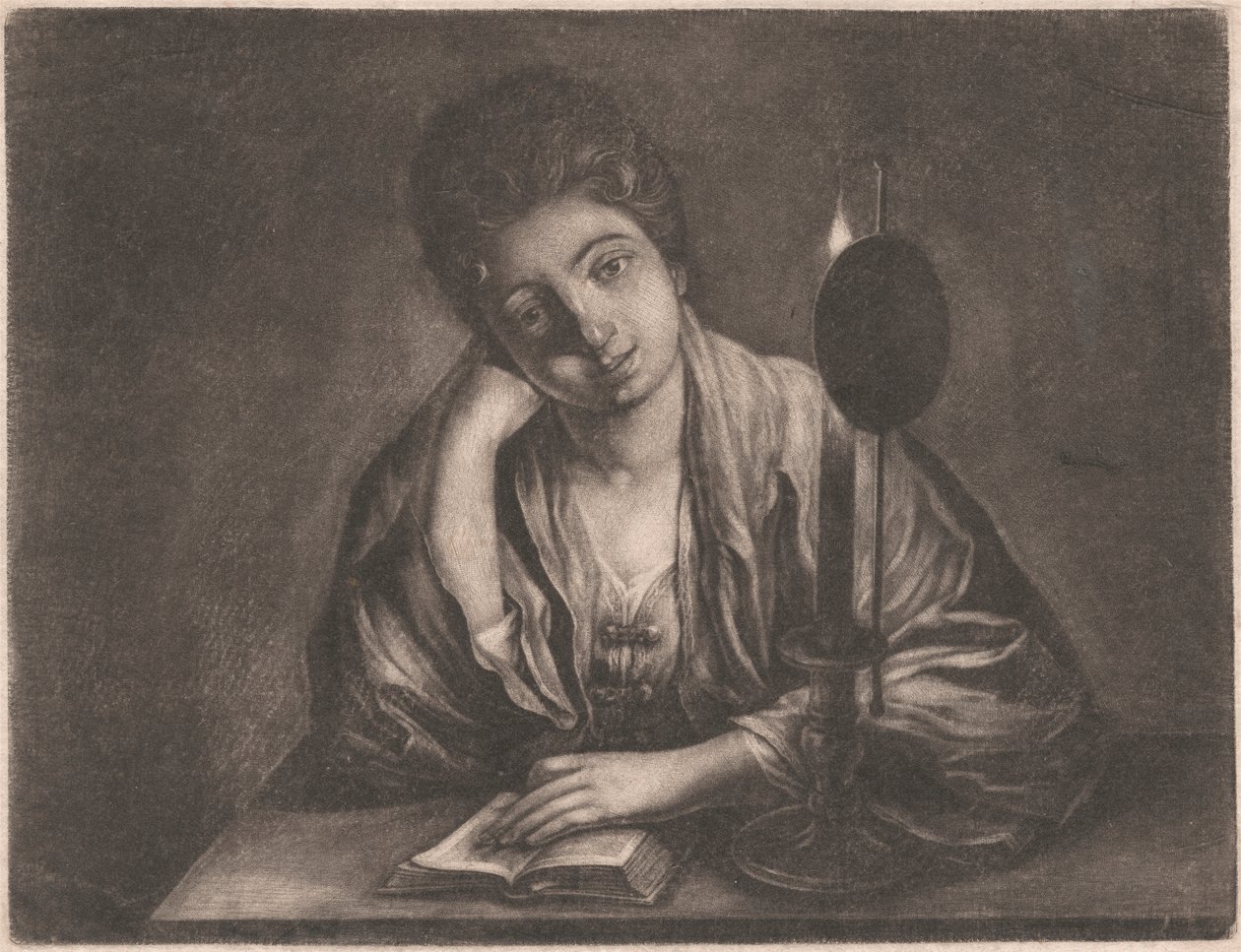 Fille lisant à la lumière d