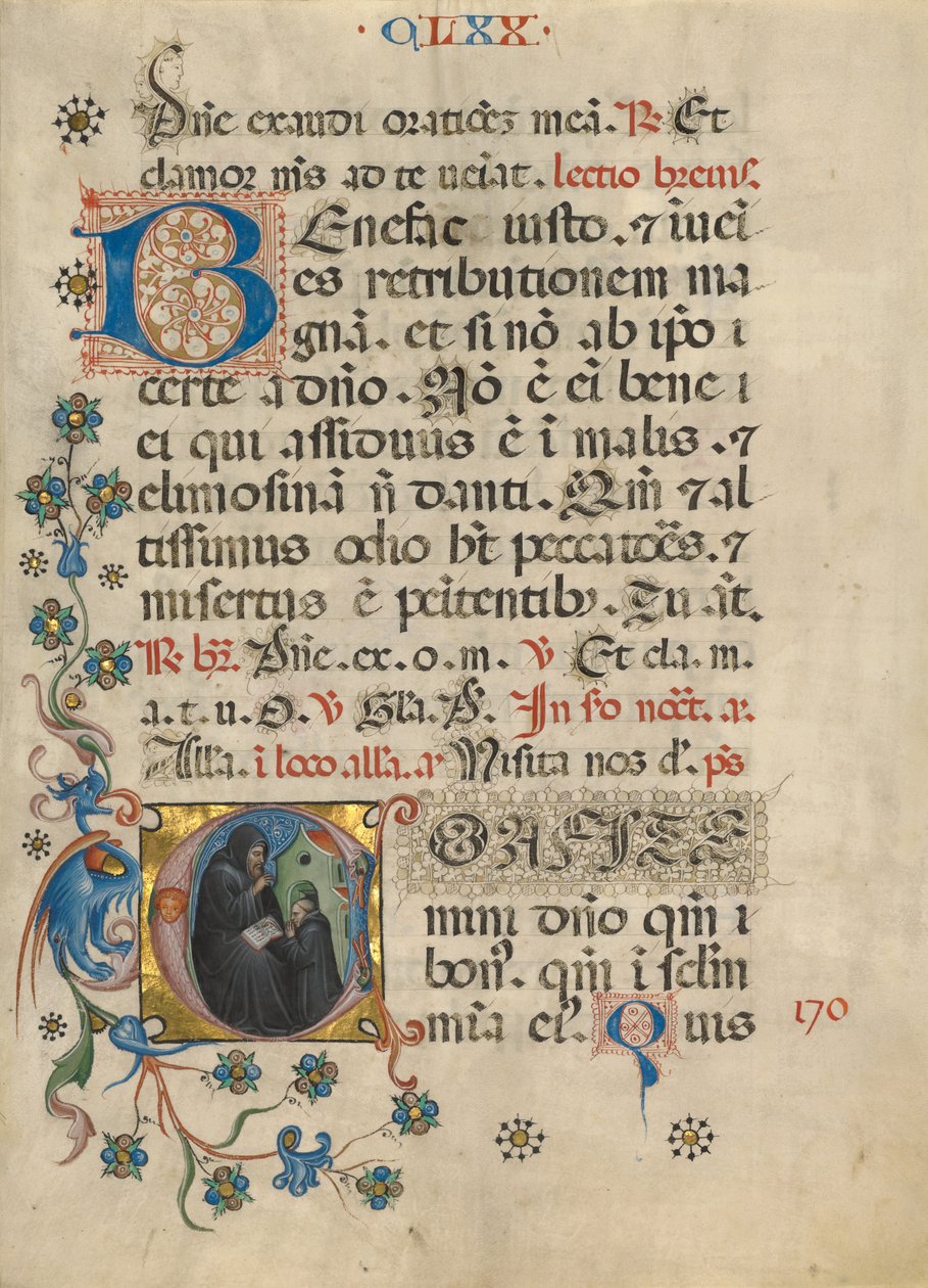 Initiale C : Saint Benoît bénissant Maurus - Unknown artist