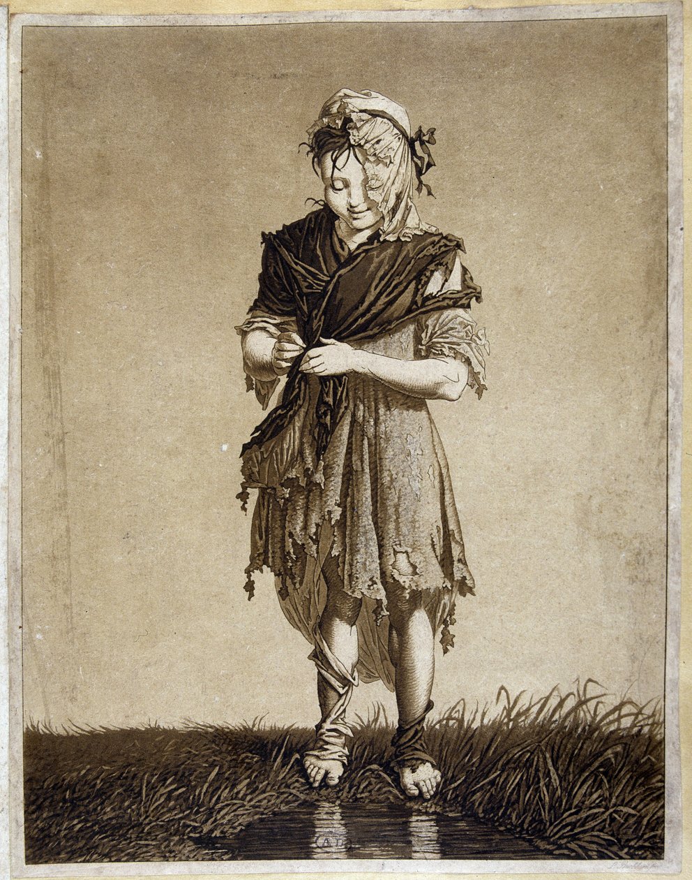 Jeune fille irlandaise - gravure - Unknown artist
