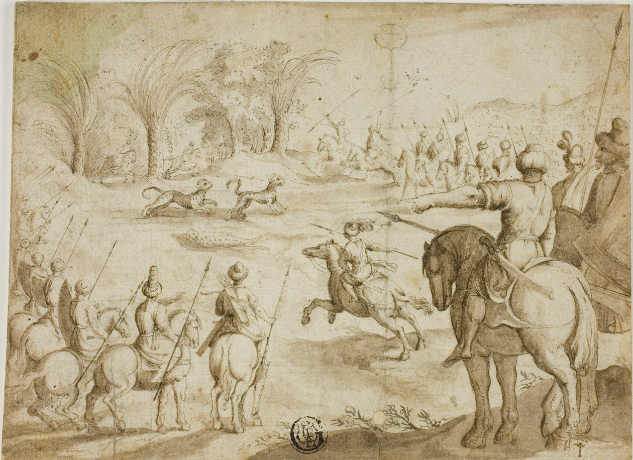 Chasse au léopard en Perse - Unknown artist