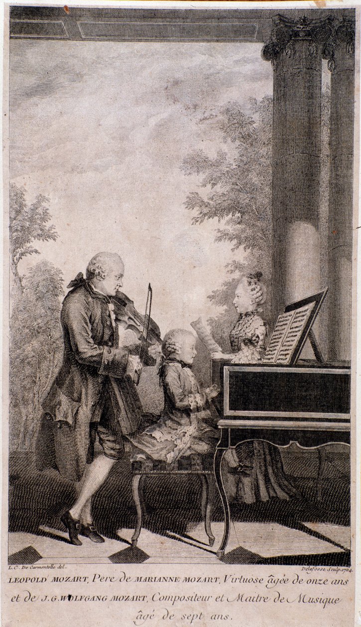 La famille Mozart en tournée (gravure, après 1777) - Unknown artist
