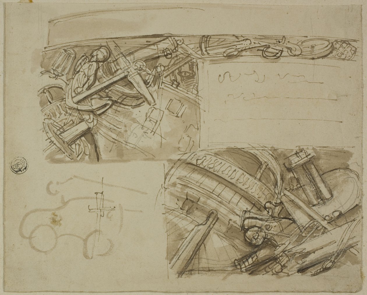 Croquis de divers objets, y compris une ancre - Unknown artist
