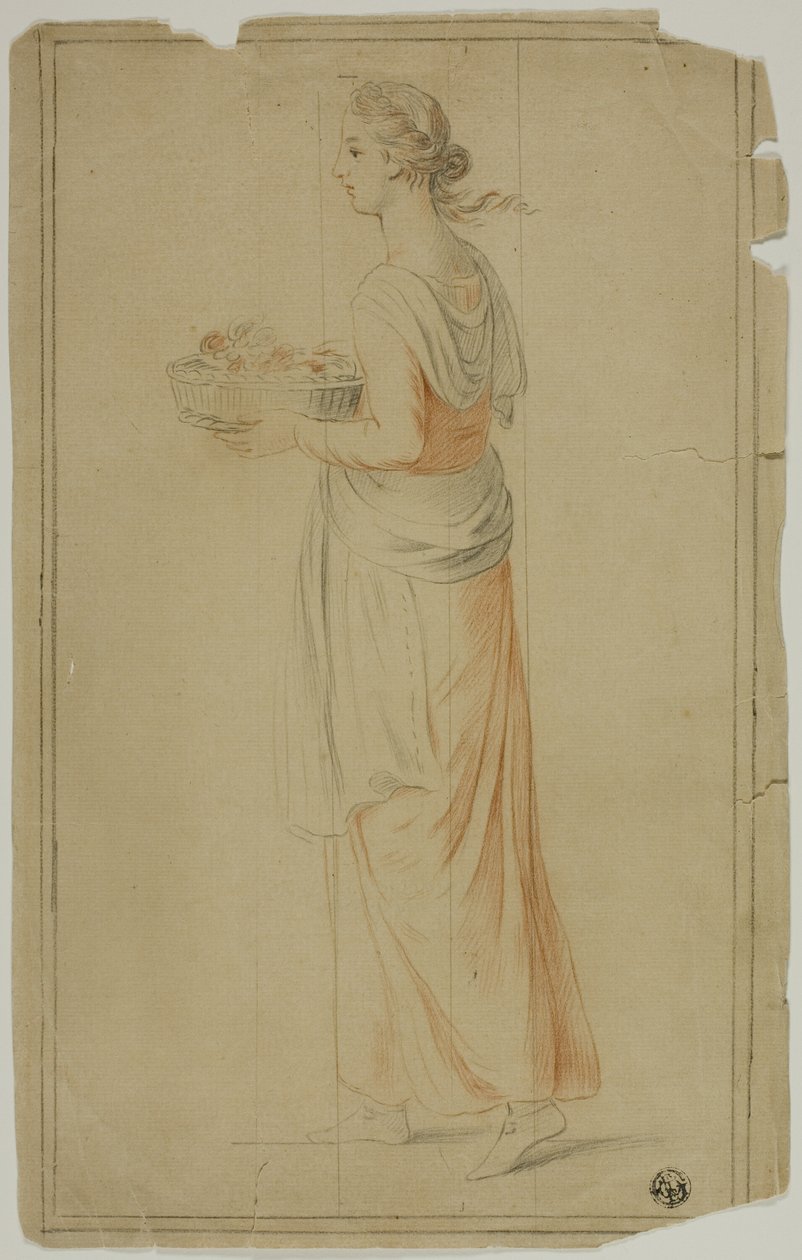 Fille debout tenant un panier - Unknown artist
