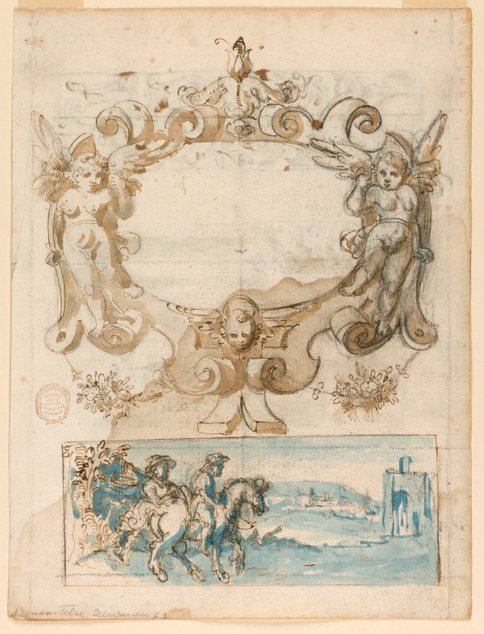 Motif de strapontin et paysage - Unknown artist