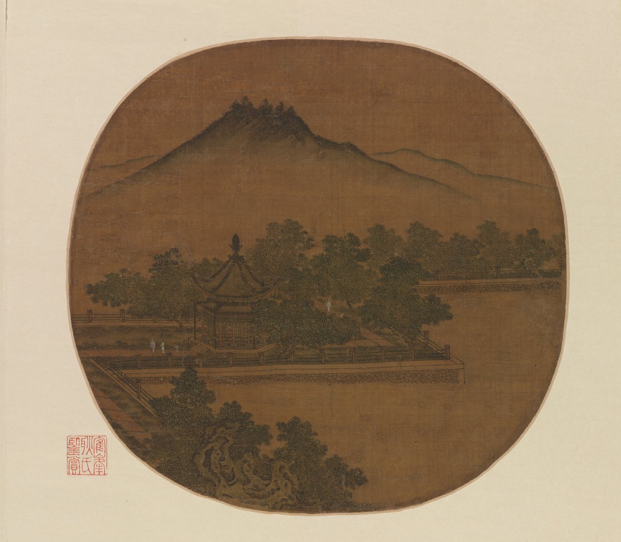 Promenade vers un kiosque au bord du lac - Unknown artist