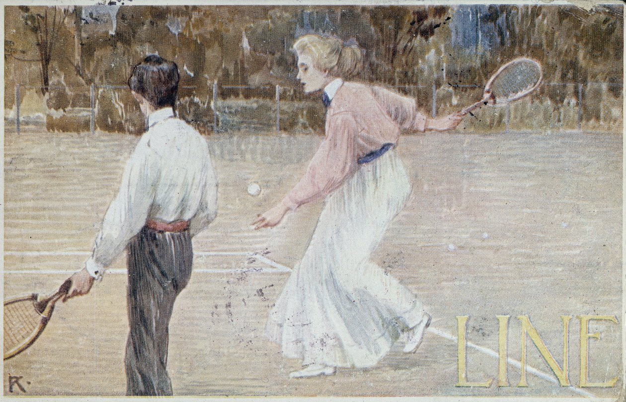 Joueurs de tennis - carte postale, vers 1890 - Unknown artist