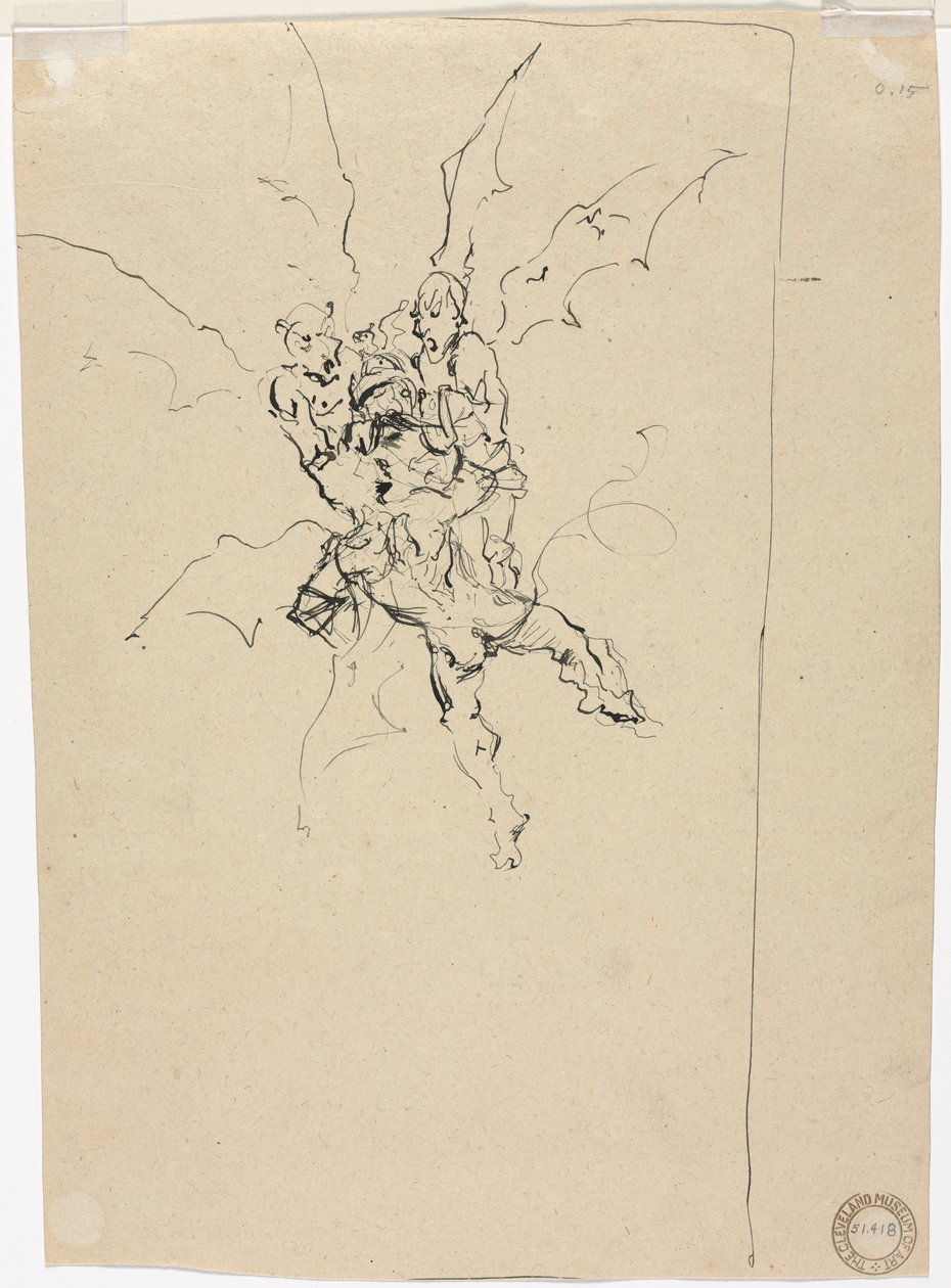 Trois démons tenant un chevalier (verso) - Unknown artist