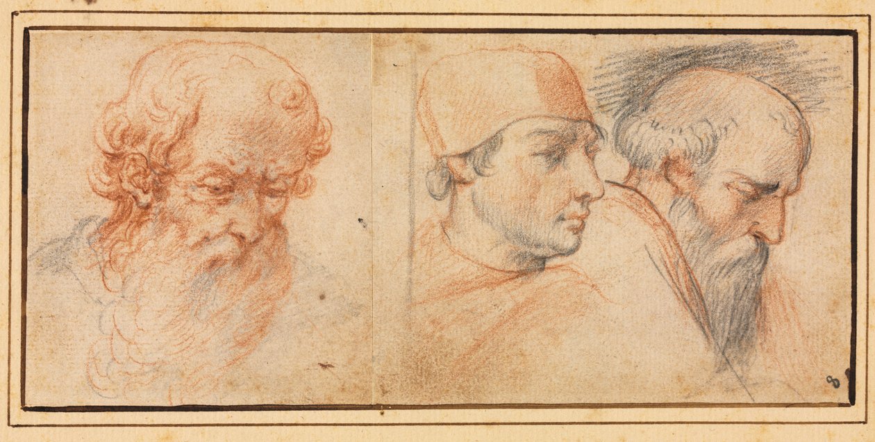 Trois études de têtes - Unknown artist