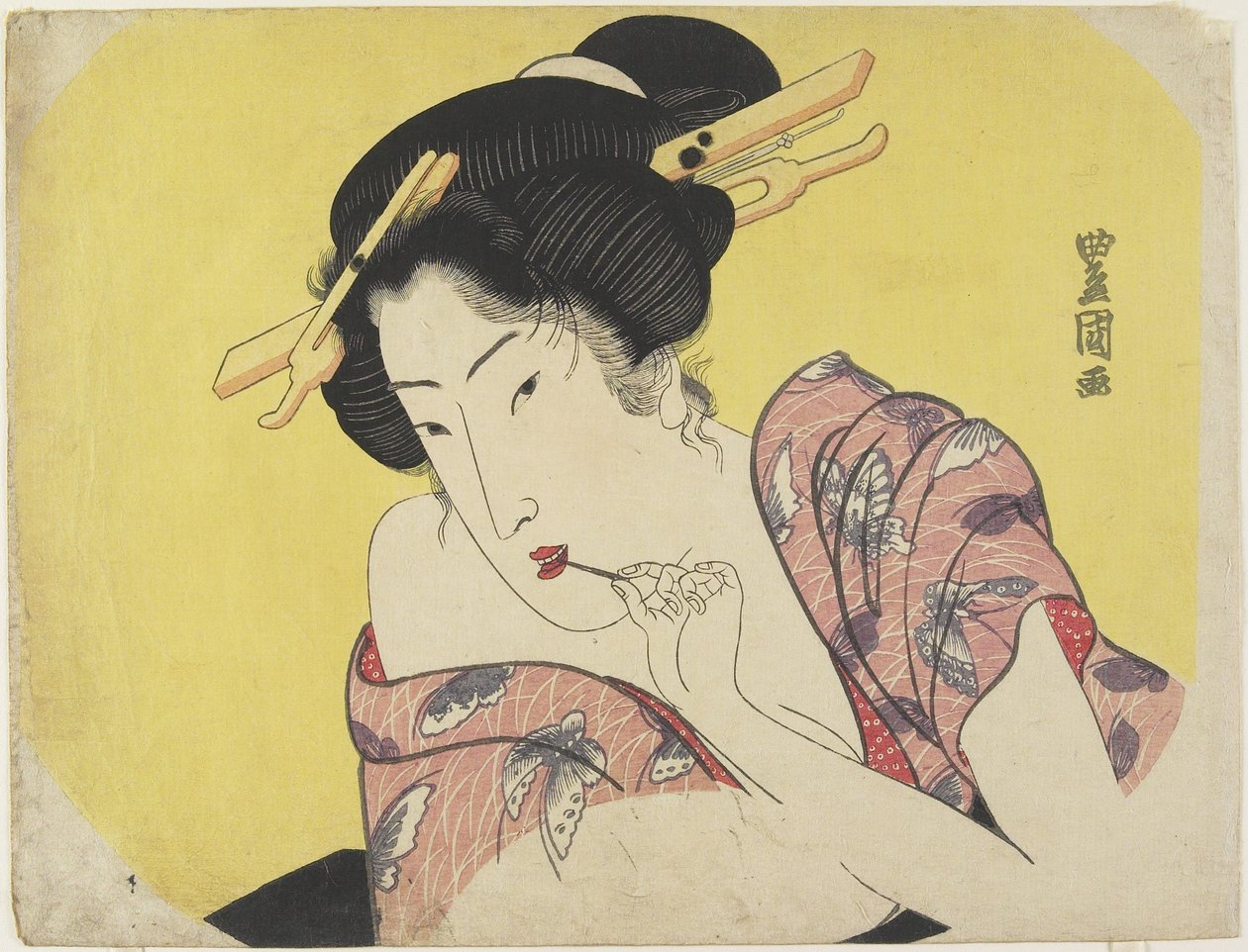 Femme utilisant un cure-dent, c.1820 - Utagawa Toyokuni