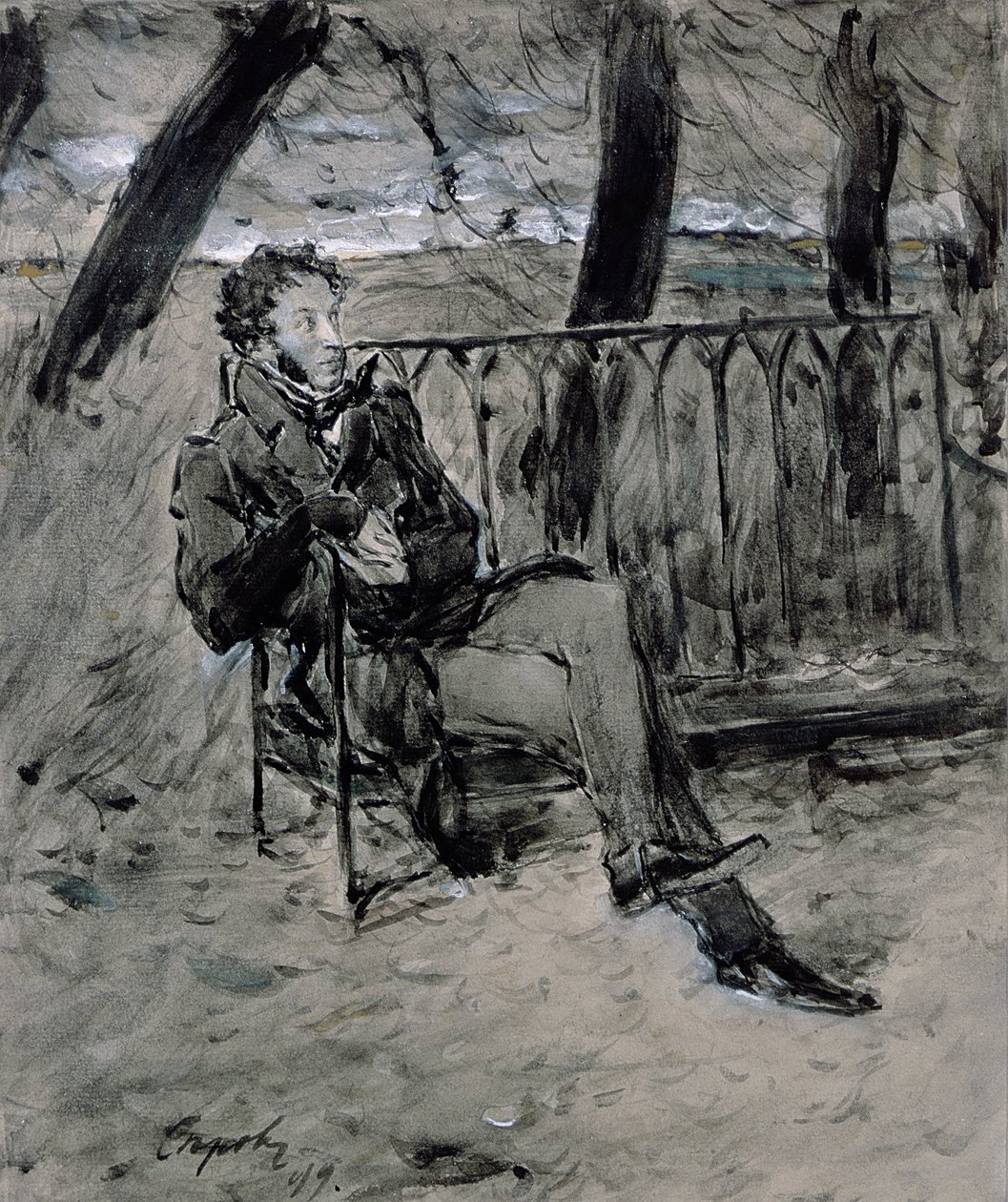 Alexandre Pouchkine (1865-1911) dans un Parc, 1899 - Valentin Aleksandrovich Serov