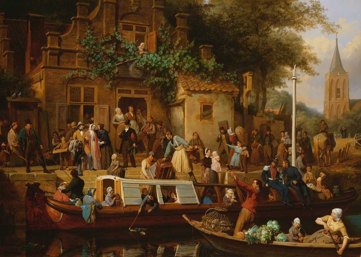 Les péniches à Utrecht, 1853 - Valentin Bing