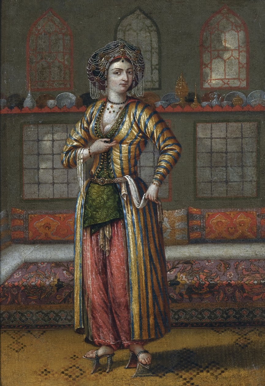 Une noble dame de Constantinople portant des chaussures de hammam - Vanmour