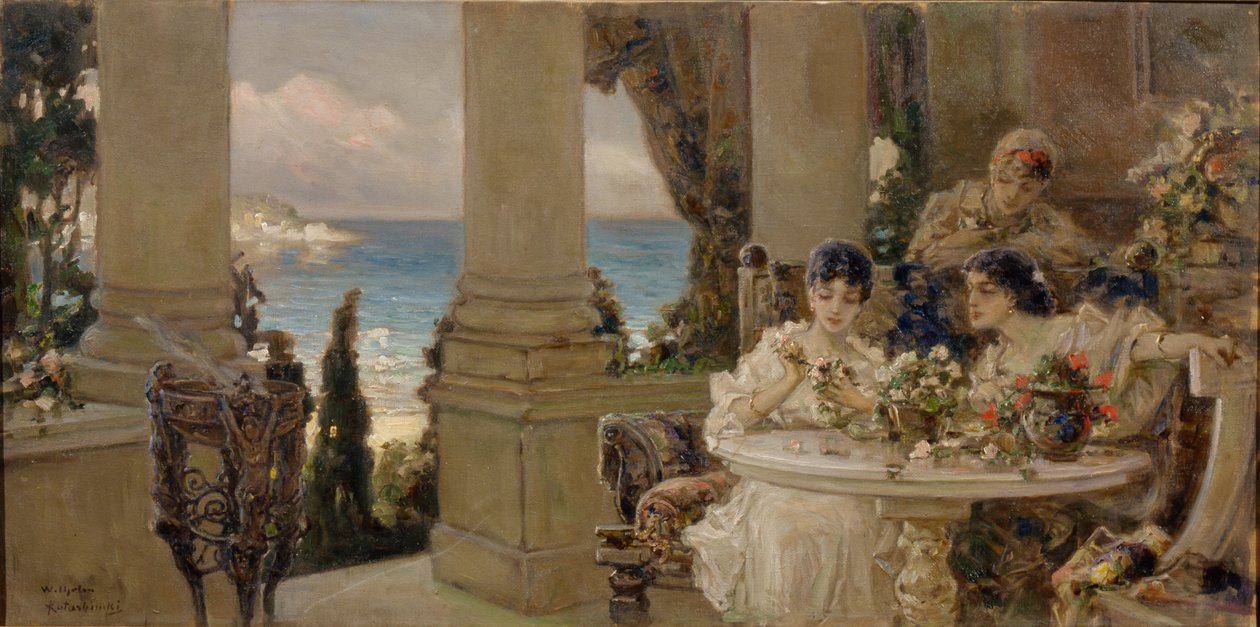 Sur la terrasse - Vasilii Kotarbinsky