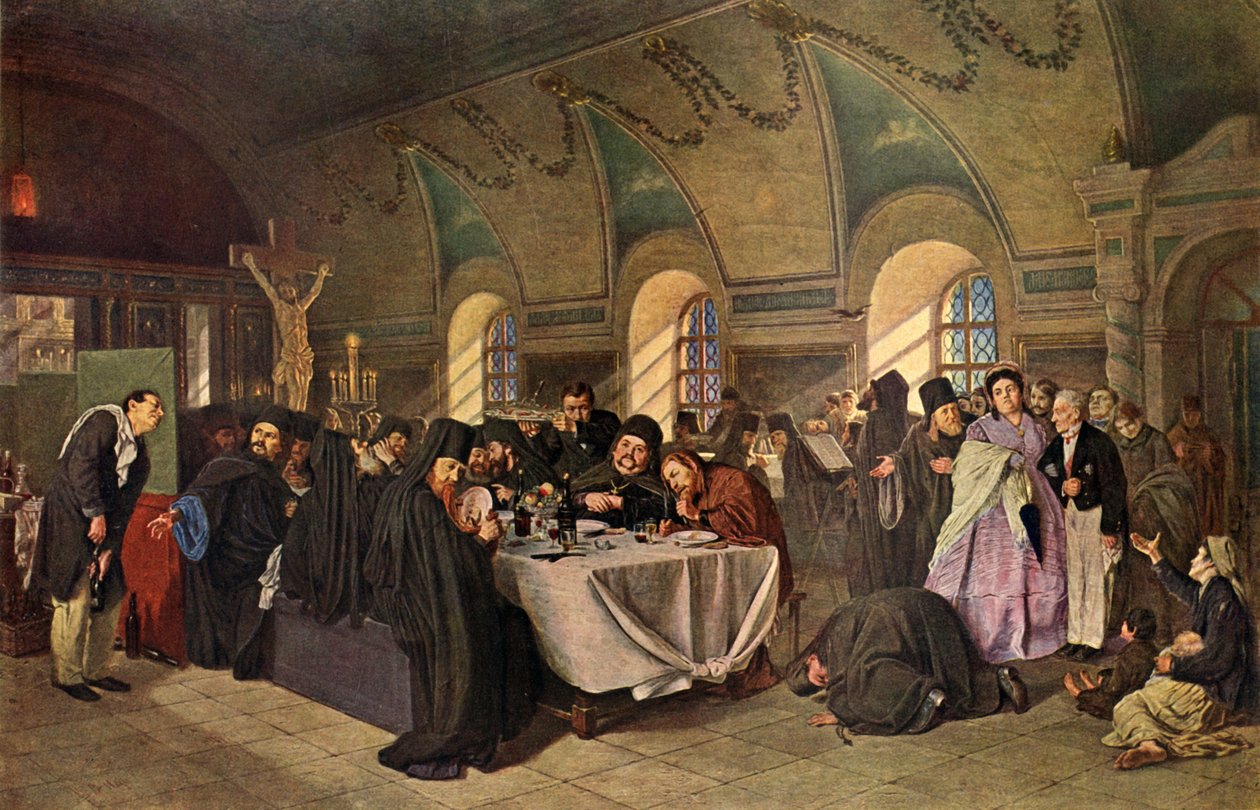 Un repas au monastère, 1865-1875, 1939 - Vasily Perov