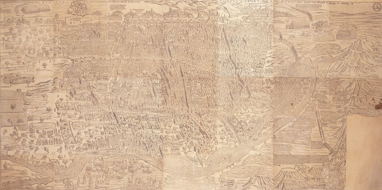 Carte du Caire, vue à vol d