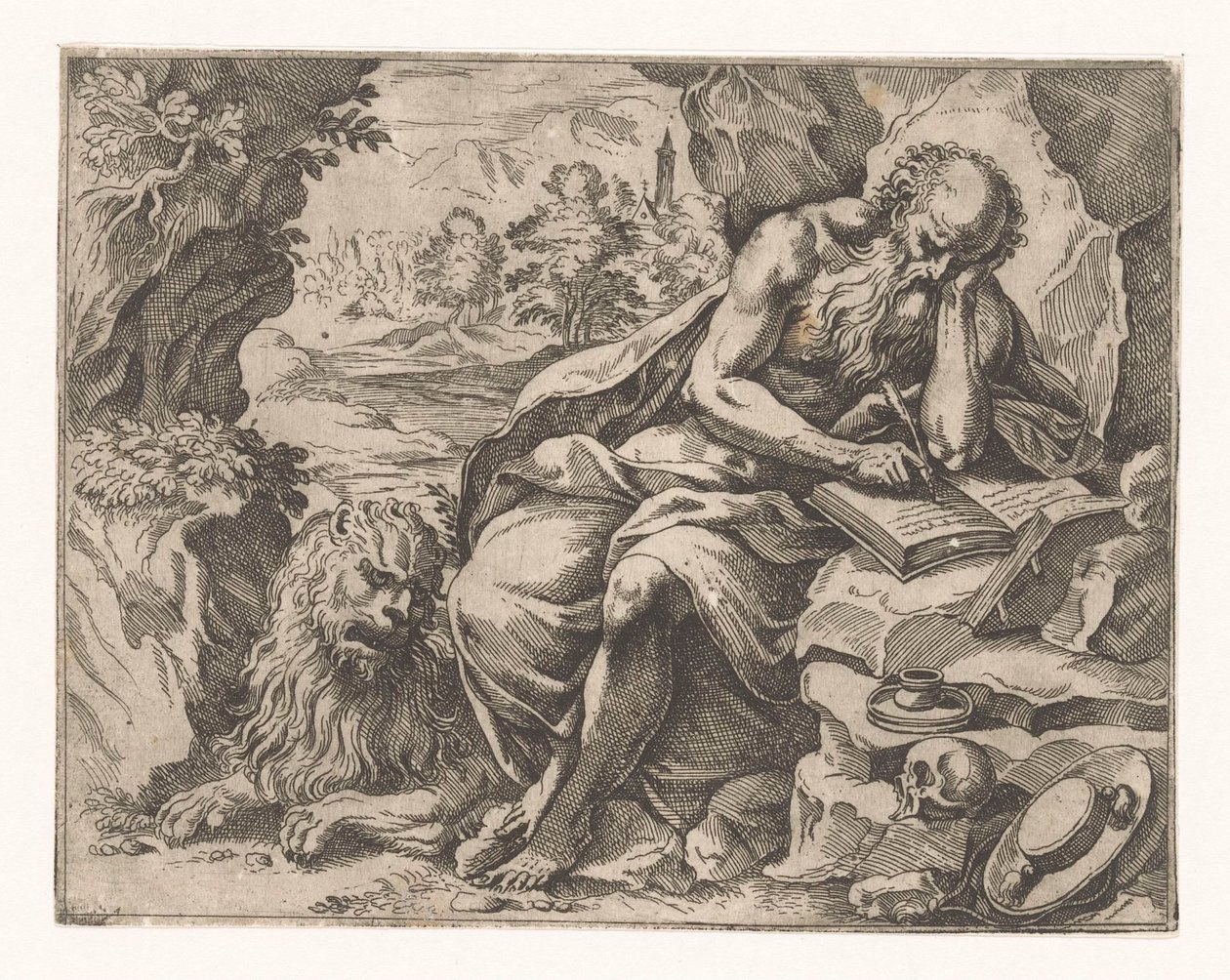 Saint Jérôme dans le désert - Vespasiano Strada (attributed to)
