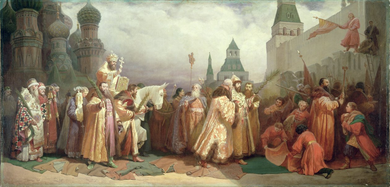 Procession du dimanche des Rameaux sous le règne du tsar Alexis Romanov (1629-76), 1868 - Viatcheslav Grigorievitch Schwarz