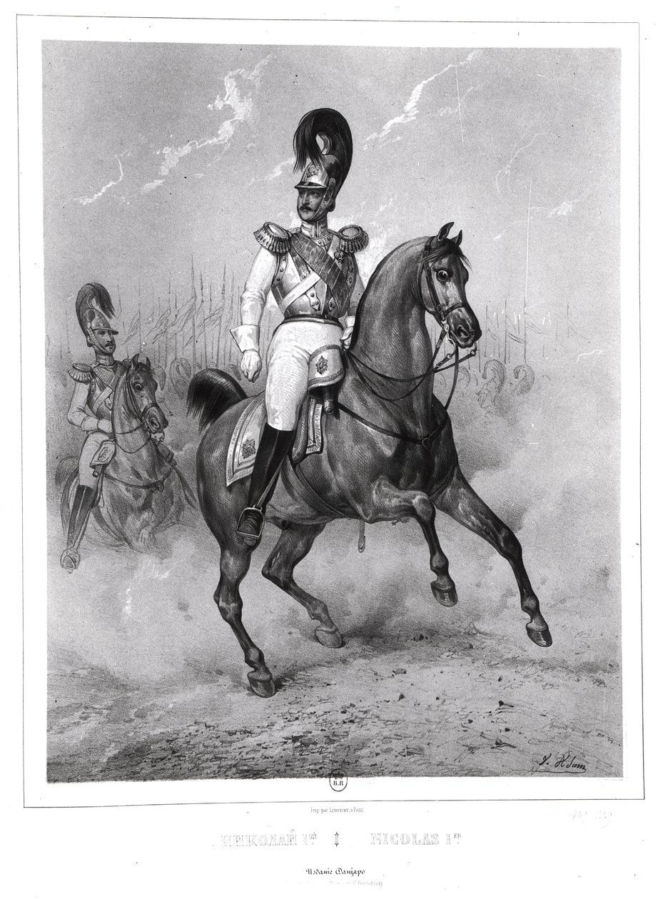 Portrait de Nicolas Ier Pavlovitch à cheval avec son armée - Victor Adam