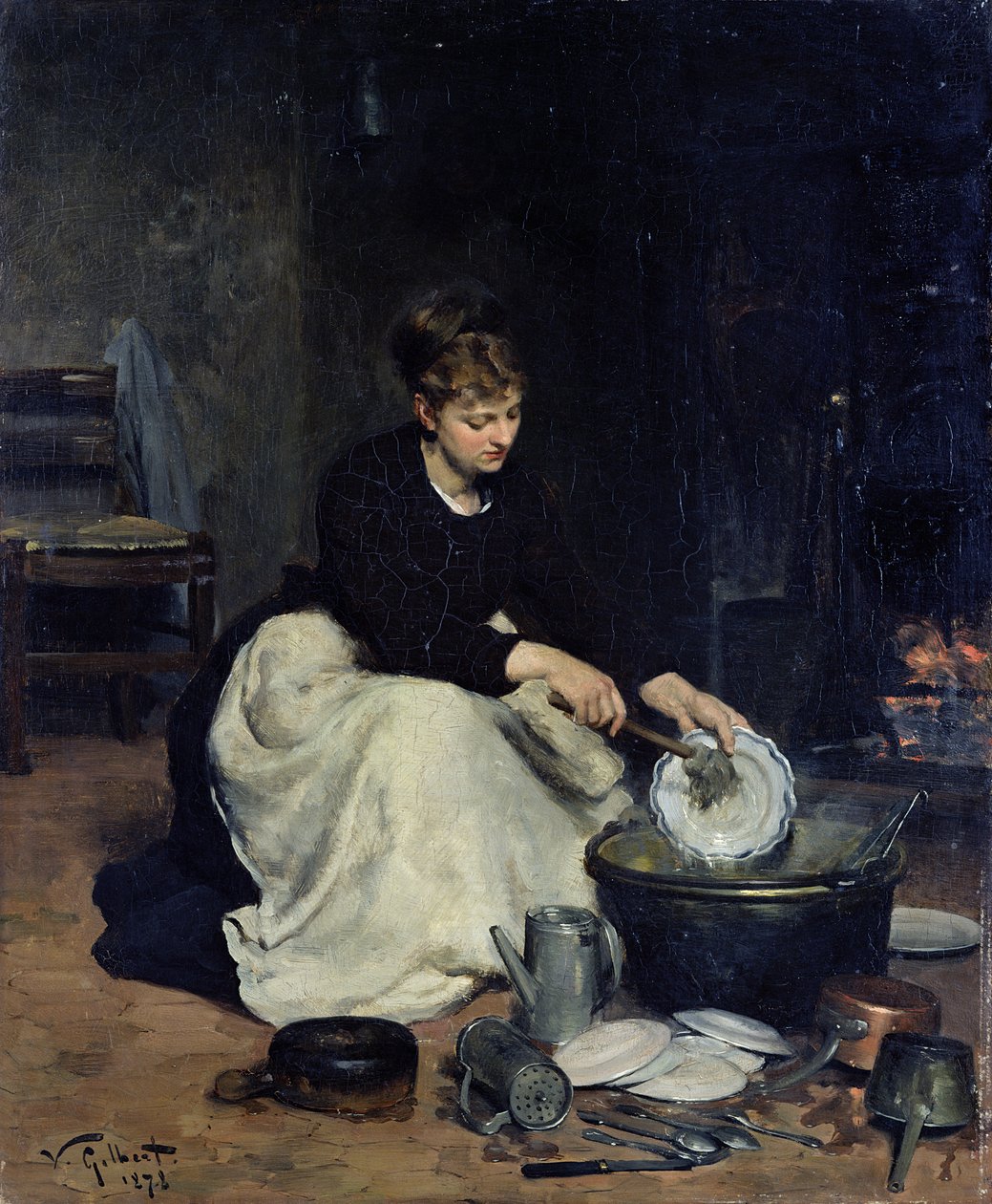 La cuisinière faisant la vaisselle - Victor Gabriel Gilbert