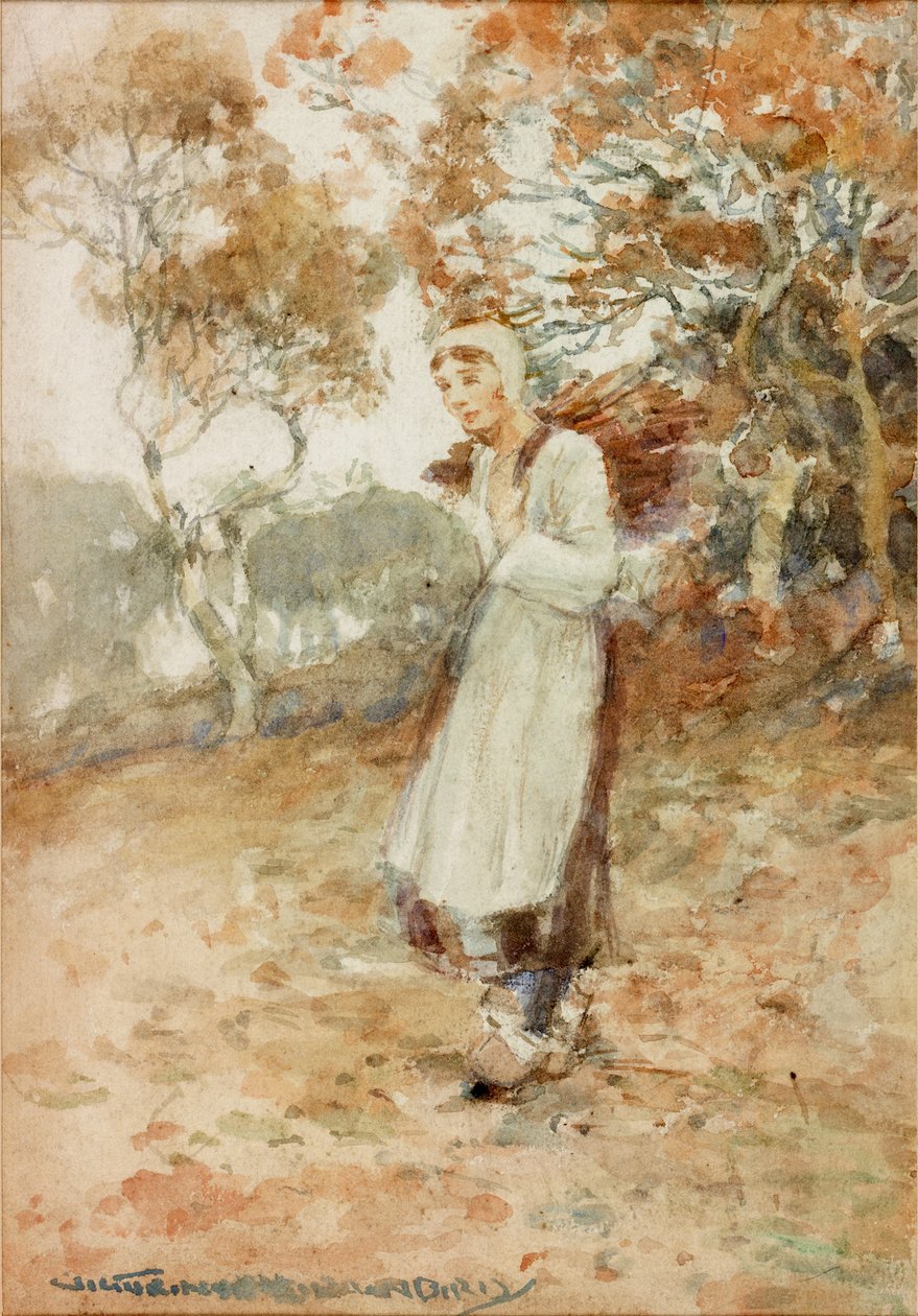 Fille portant un fagot de bois - Victor Noble Rainbird