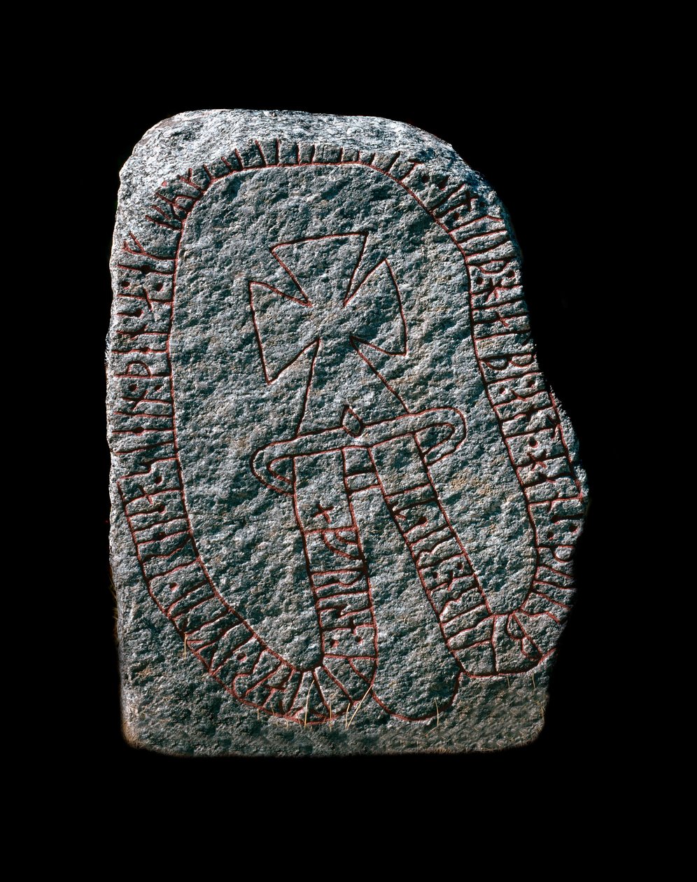 Viking : Pierre runique avec graffiti de croix. 10ème siècle - Viking