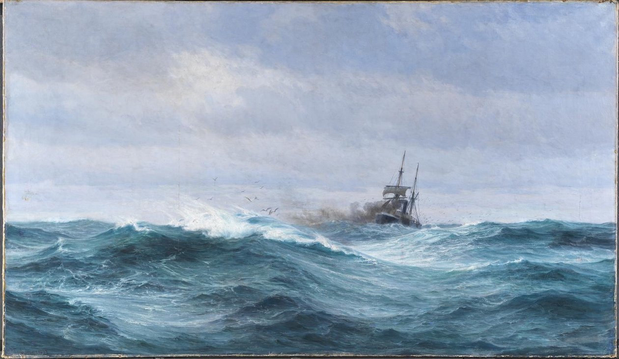 Un navire en tempête sur l
