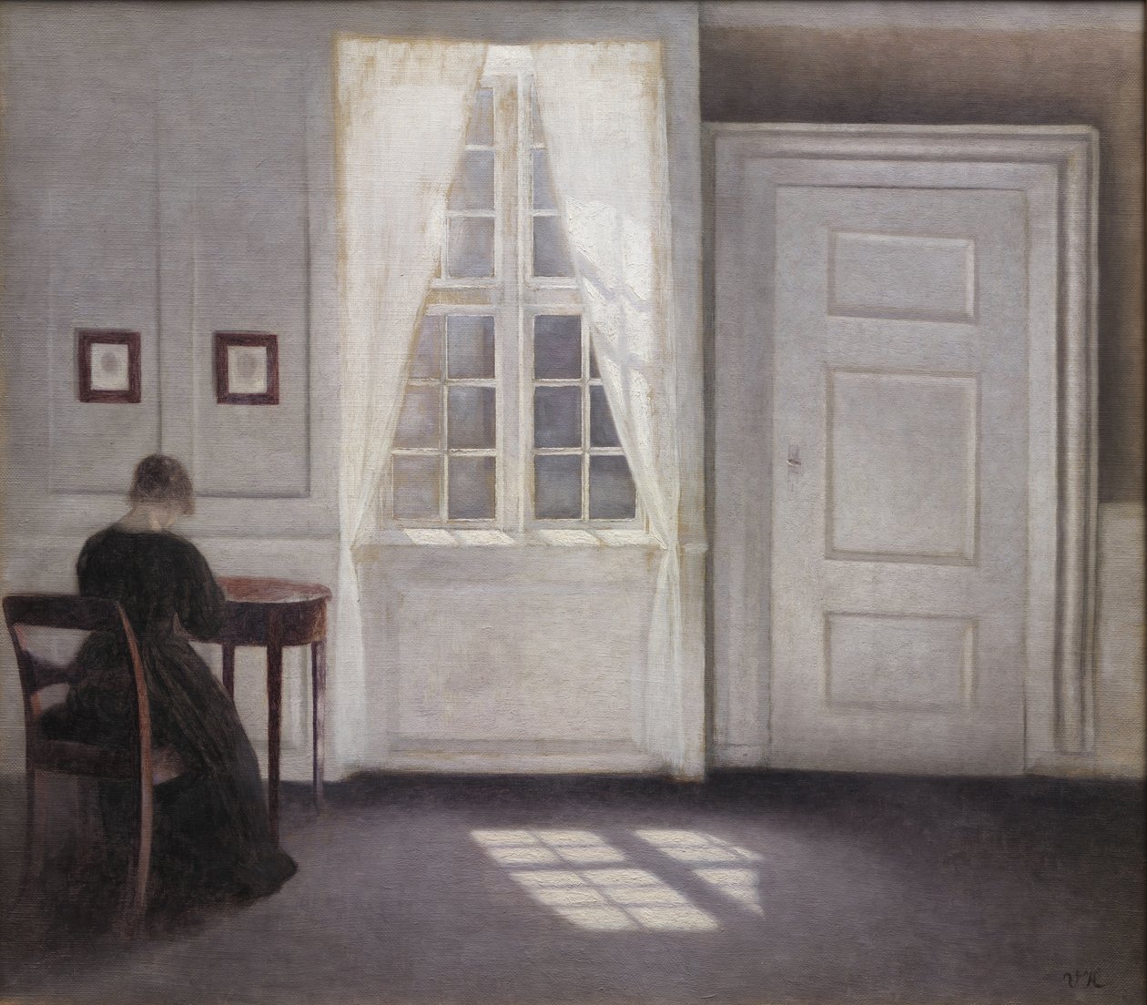 Salon à Strandgade avec soleil sur le sol - Vilhelm Hammershøi