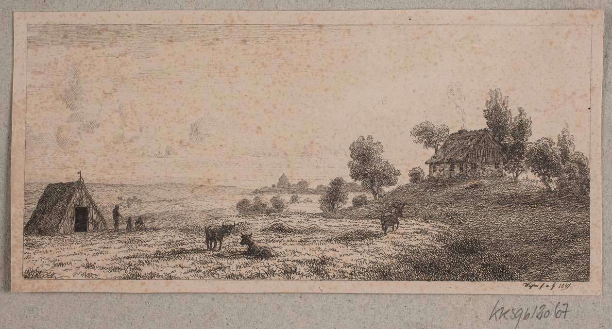 Paysage avec une maison de paysan et une cabane - Vilhelm Kyhn