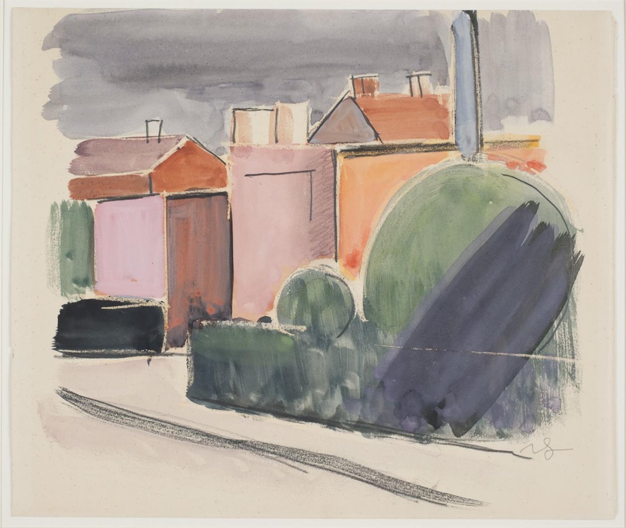 Route avec maisons - Vilhelm Lundstrøm