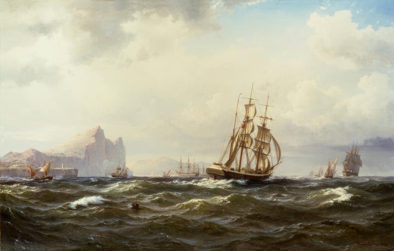 Navires dans le détroit de Gibraltar - Vilhelm Melbye