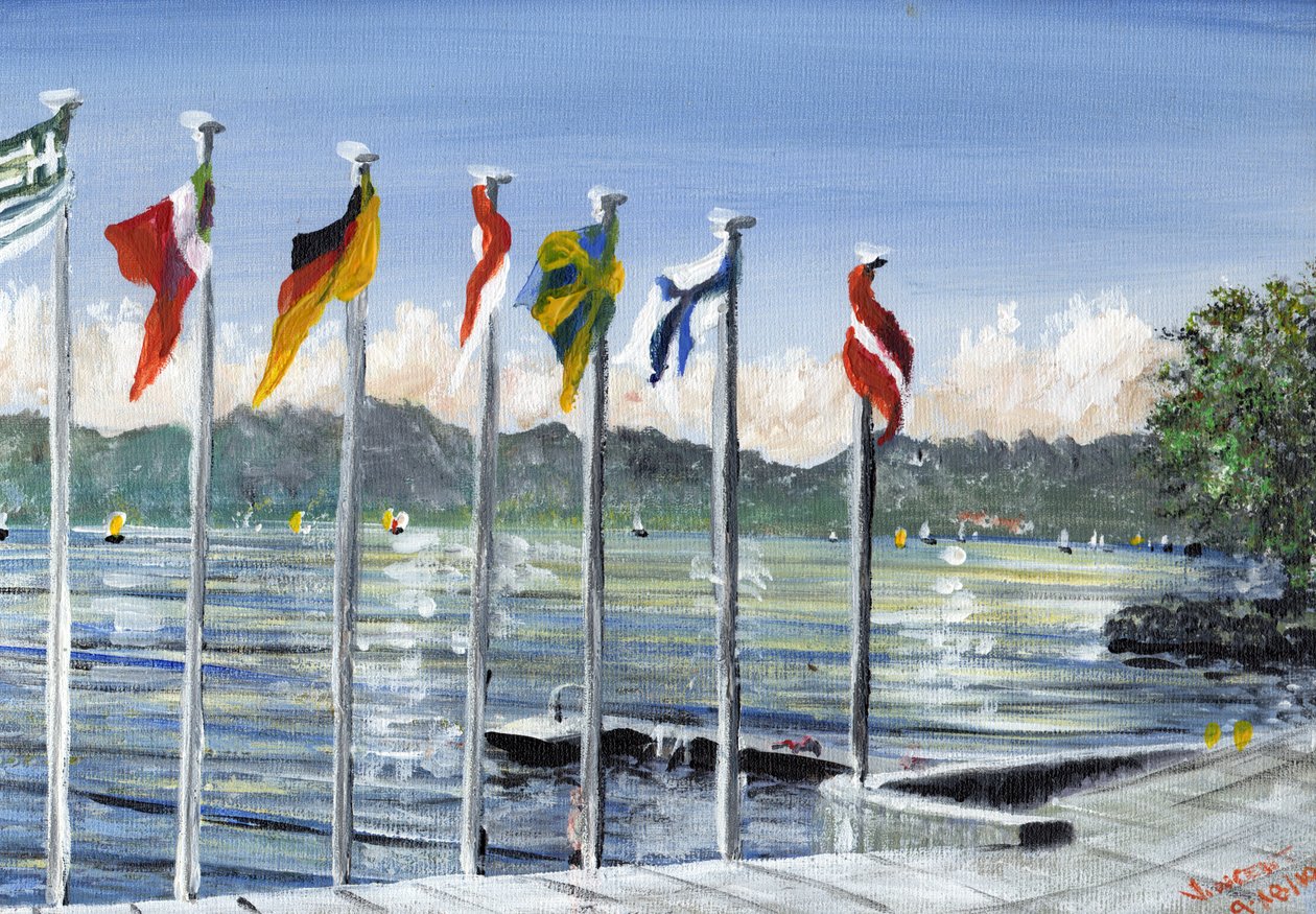 Drapeaux sur le lac Léman, 2010 - Vincent Alexander Booth