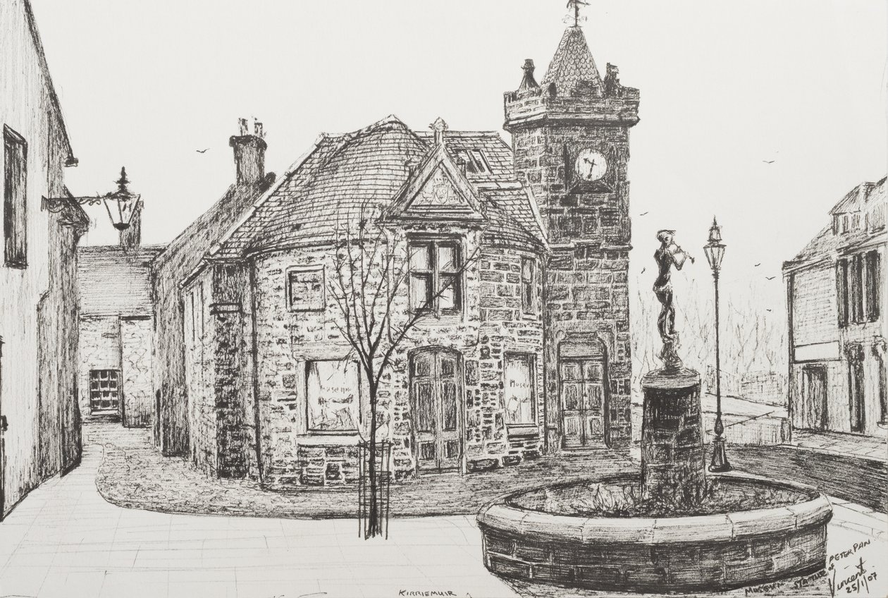 Statue de Peter Pan, Kirriemuir, Écosse, 2007, (encre sur papier) - Vincent Alexander Booth
