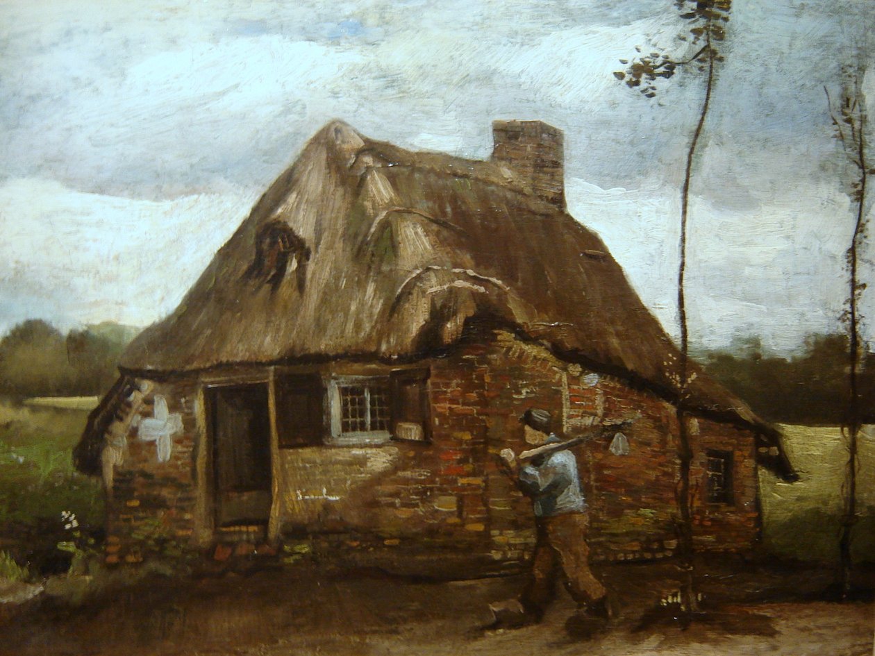 Cabane avec paysan rentrant chez lui - Vincent van Gogh