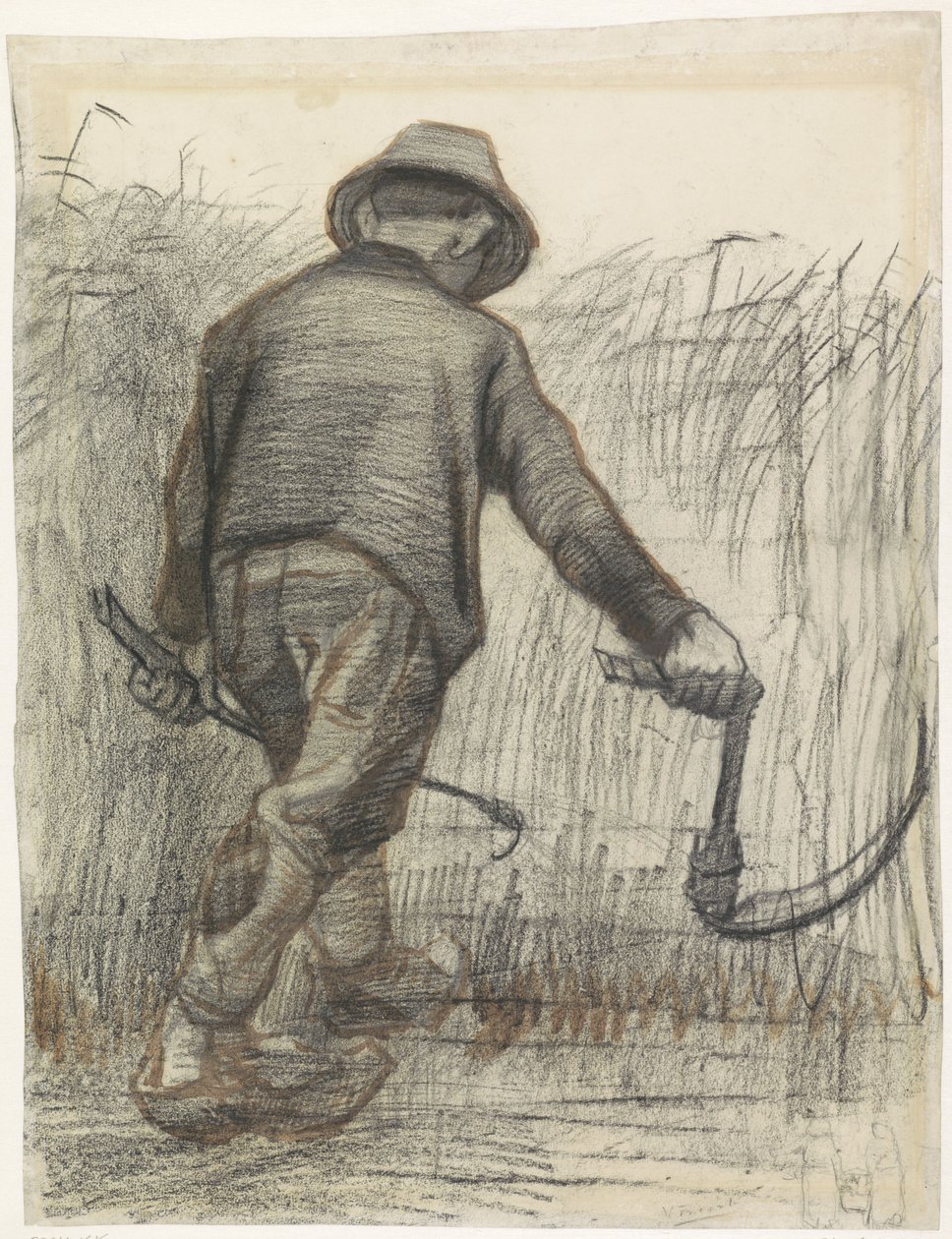 Cutter avec chapeau, vu de dos, c.1865-90 (craie sur papier) - Vincent van Gogh