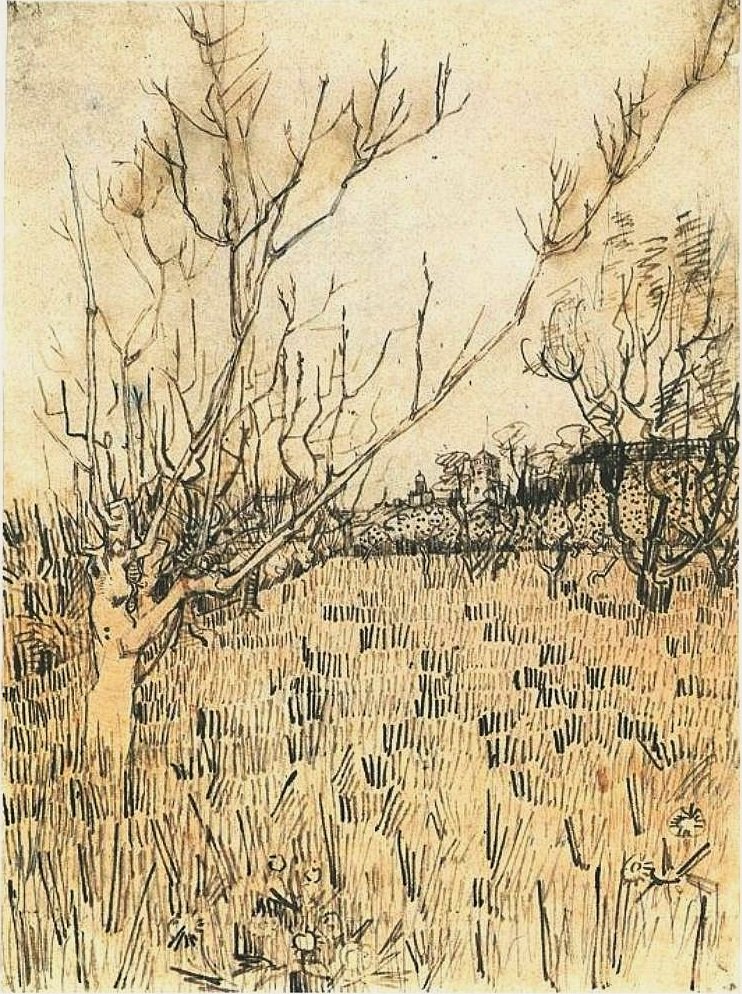 Verger avec Arles en arrière-plan - Vincent van Gogh