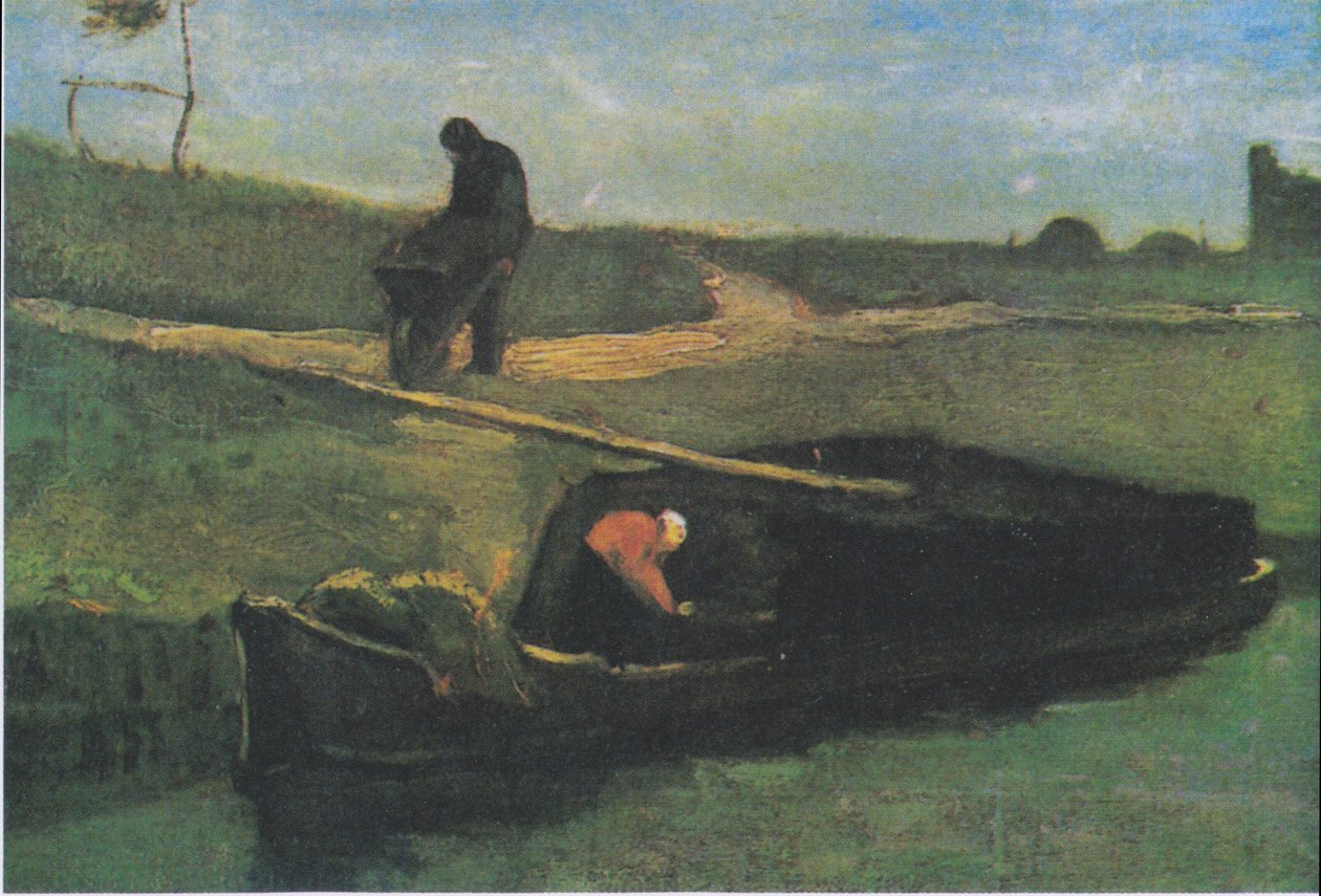 Bateau de Tourbe avec Deux Personnages - Vincent van Gogh