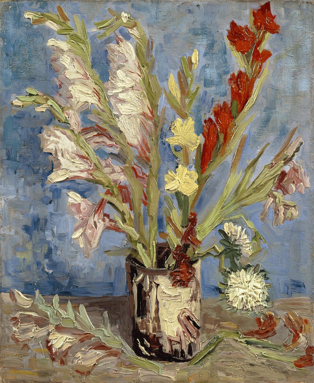 Vase avec glaïeuls de jardin et asters chinois - Vincent van Gogh