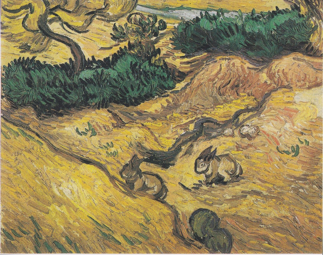 Deux lapins dans un pré - Vincent van Gogh