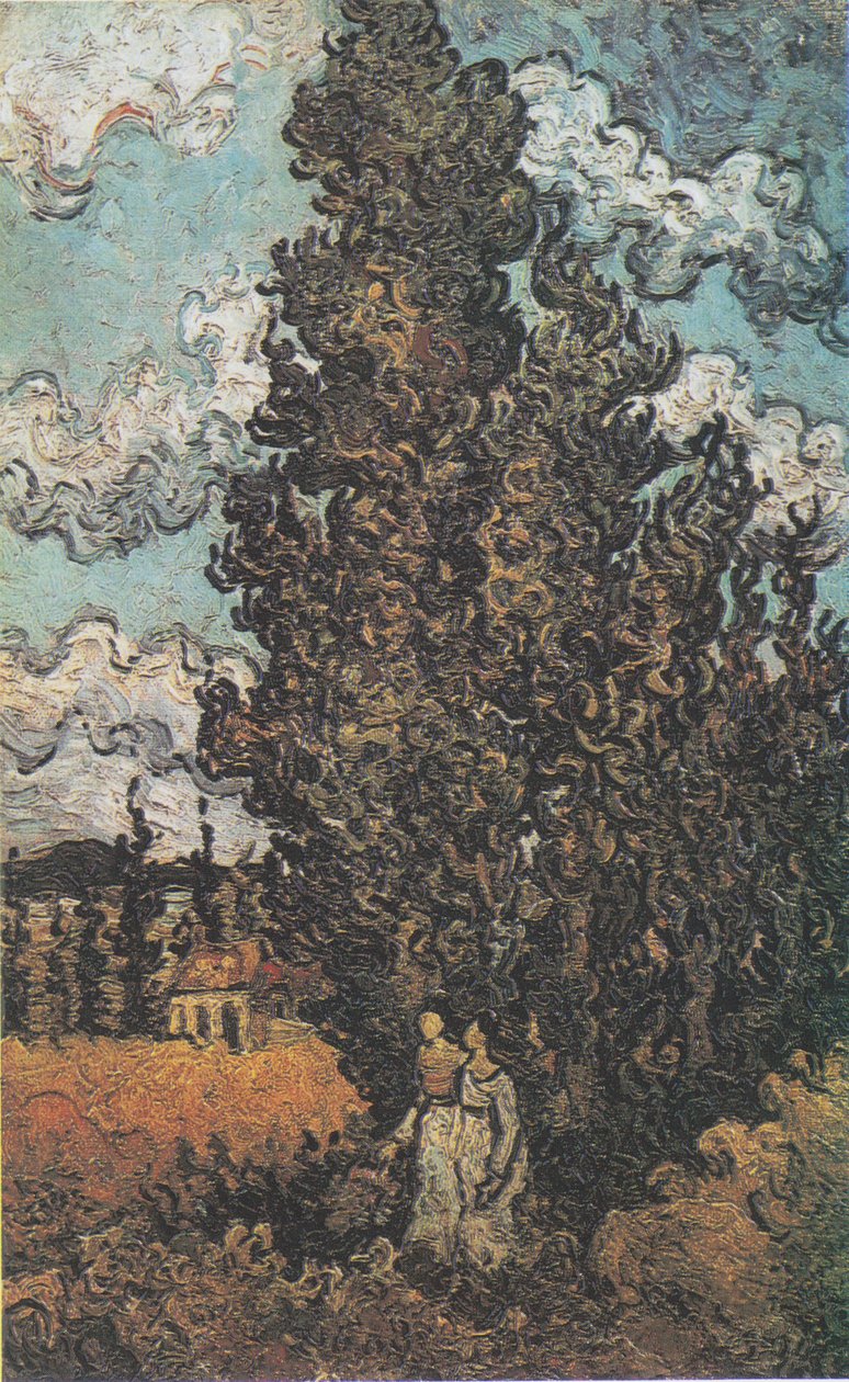 Cyprès et deux femmes - Vincent van Gogh