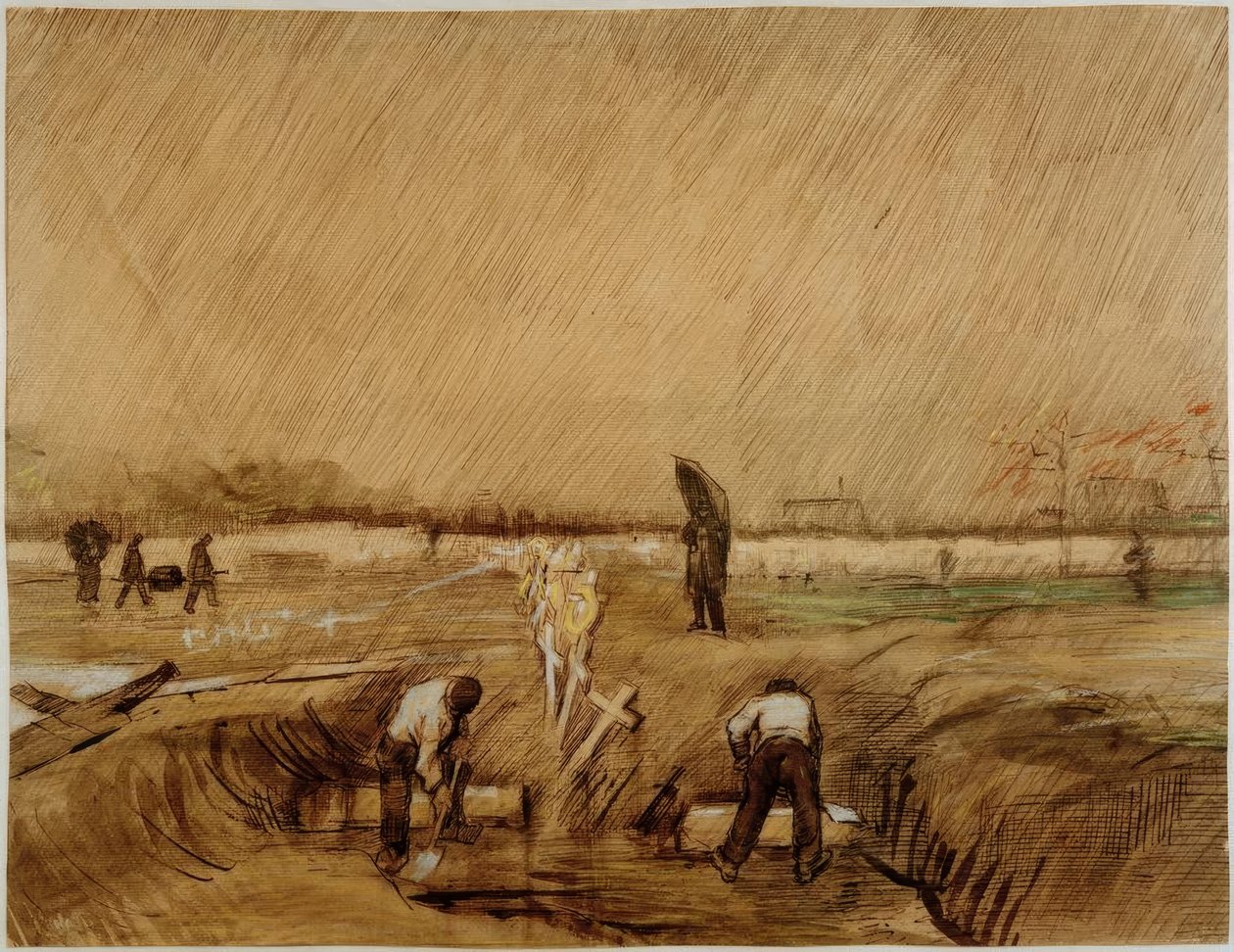 Cimetière sous la pluie - Vincent van Gogh