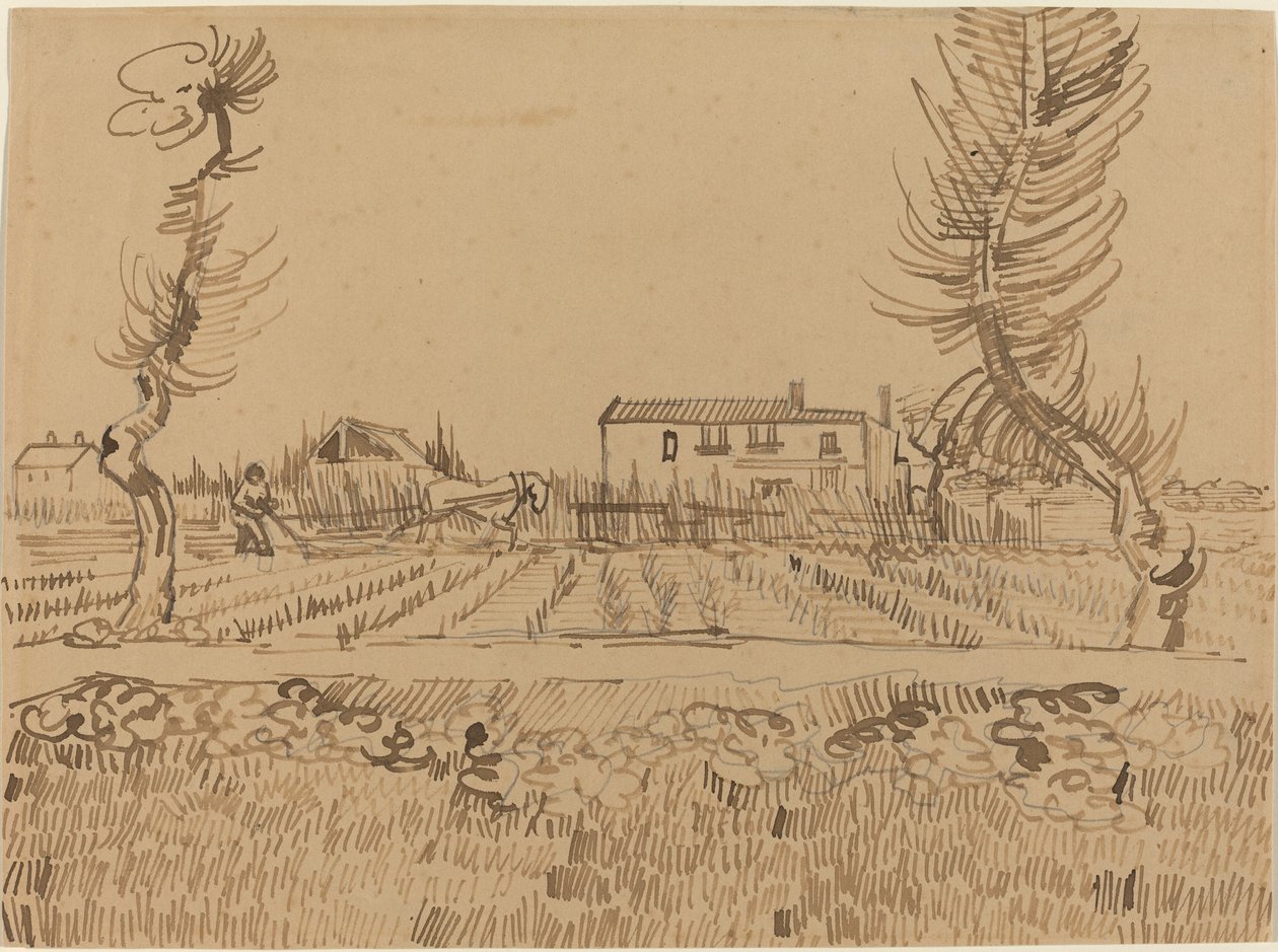 Laboureur dans les champs près d