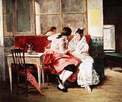 Café central du XIXe siècle - Vincente Gonzalez Palmaroli