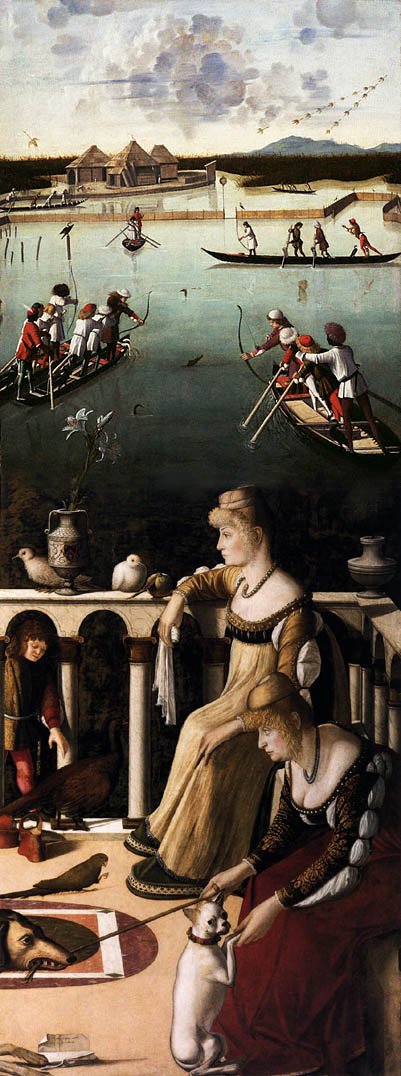 Deux dames vénitiennes et chasse dans la lagune - Vittore Carpaccio