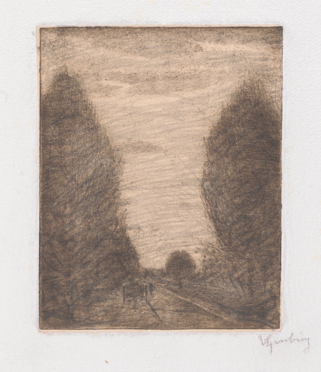 Paysage boisé avec une charrette - Vittore Grubicy