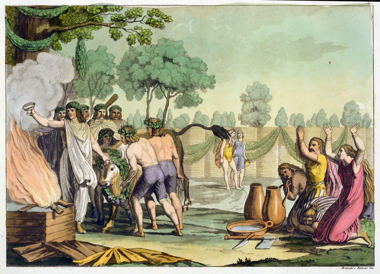 Celtes ou Gaulois anciens sacrifiant une vache, vers 1800-18 - Vittorio Raineri