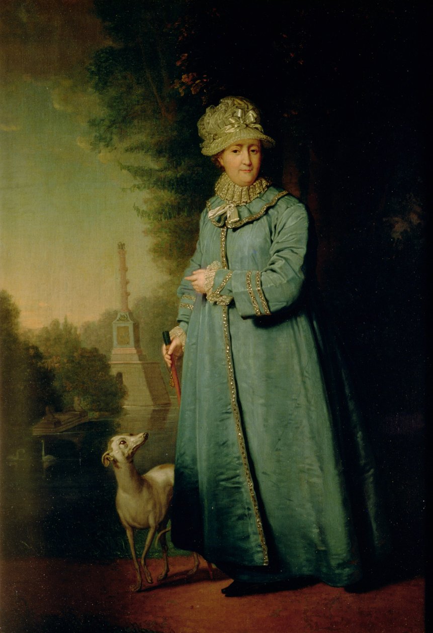 Promenade dans le parc de Tsarskoïe Selo (avec la colonne des Échecs en arrière-plan) 1794 - Vladimir Lukich Borovikovsky